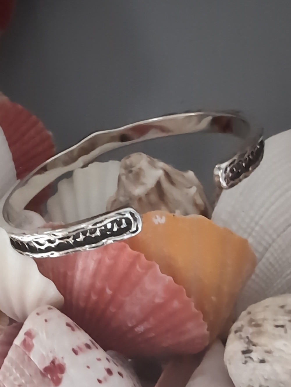 Sterling Silver Patterned Bangle Bracelet - Silver - Picture 3 of 5